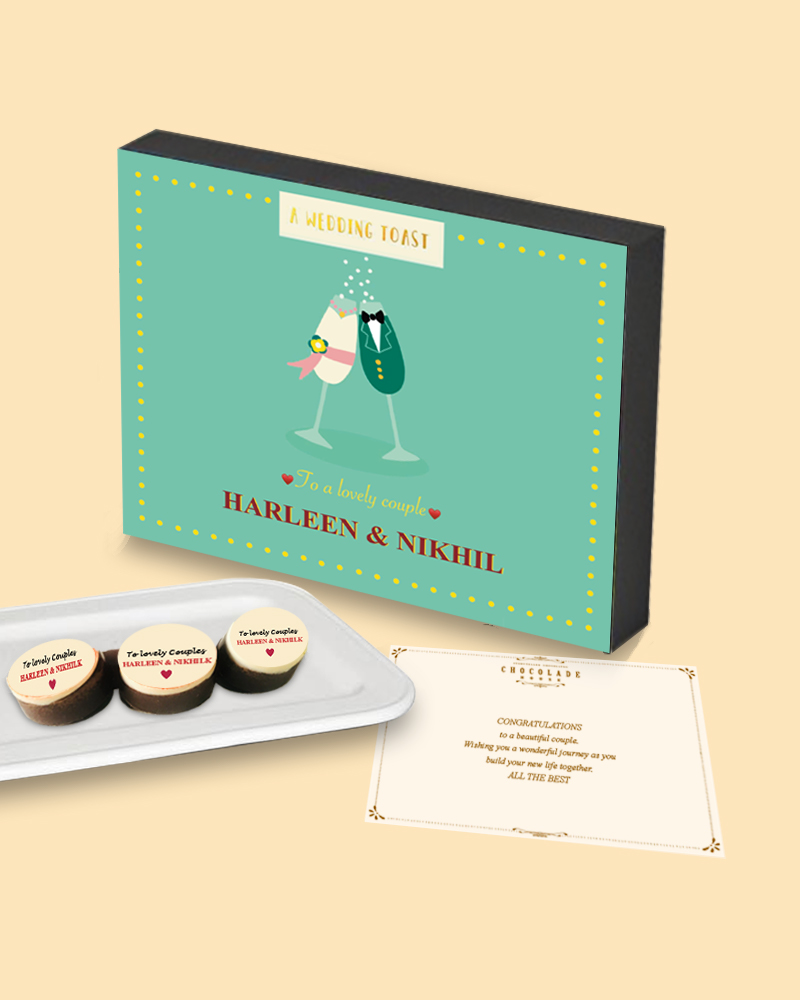 Champagne Glasses Design Chocolate Wooden Gift Box Chocoladehouse